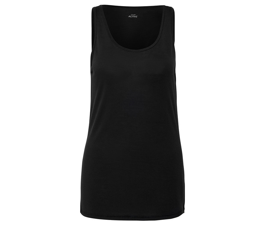 Fekete, ujjatlan sportfelső.