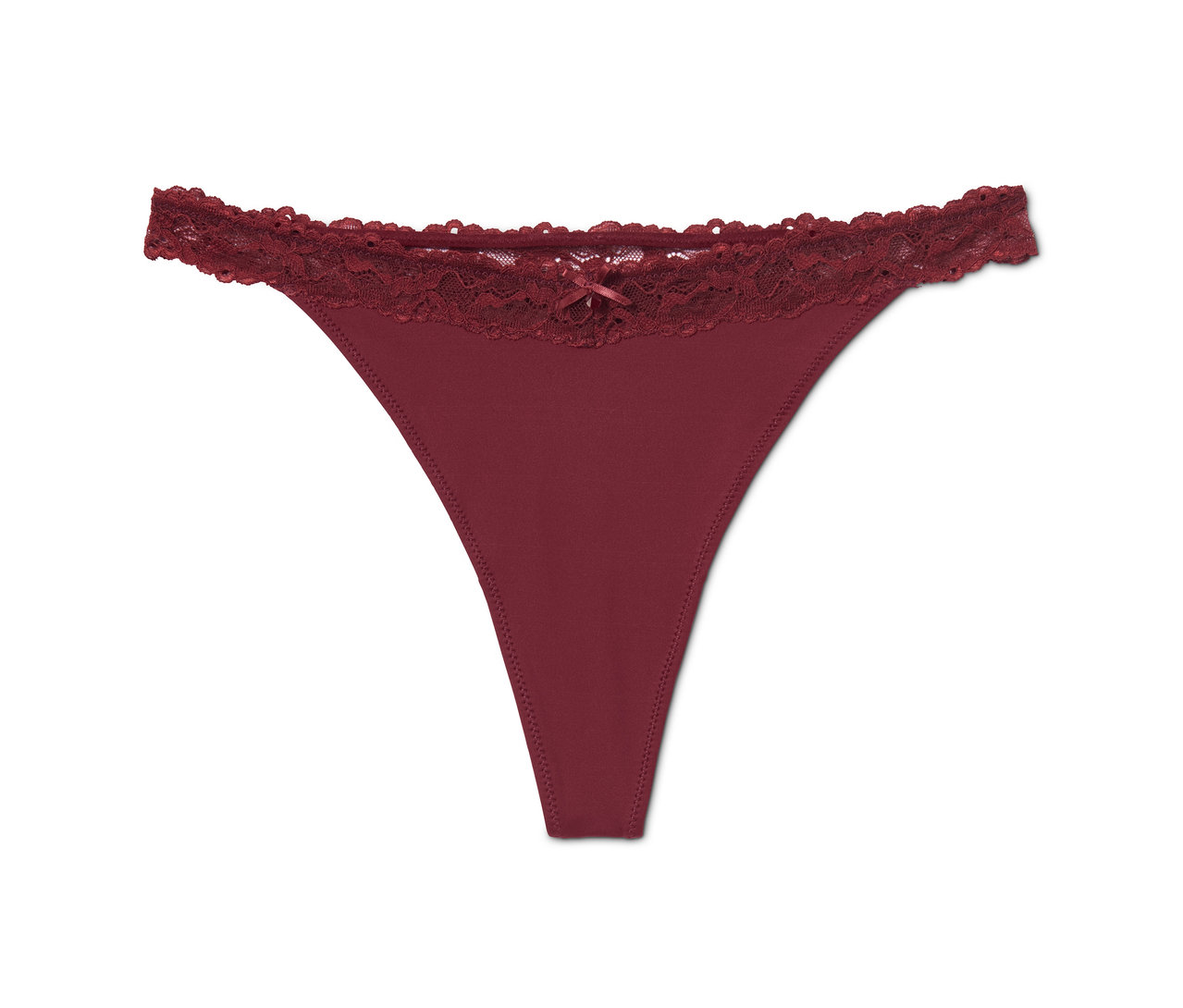 Egyetlen bordó, csipkés női tanga.