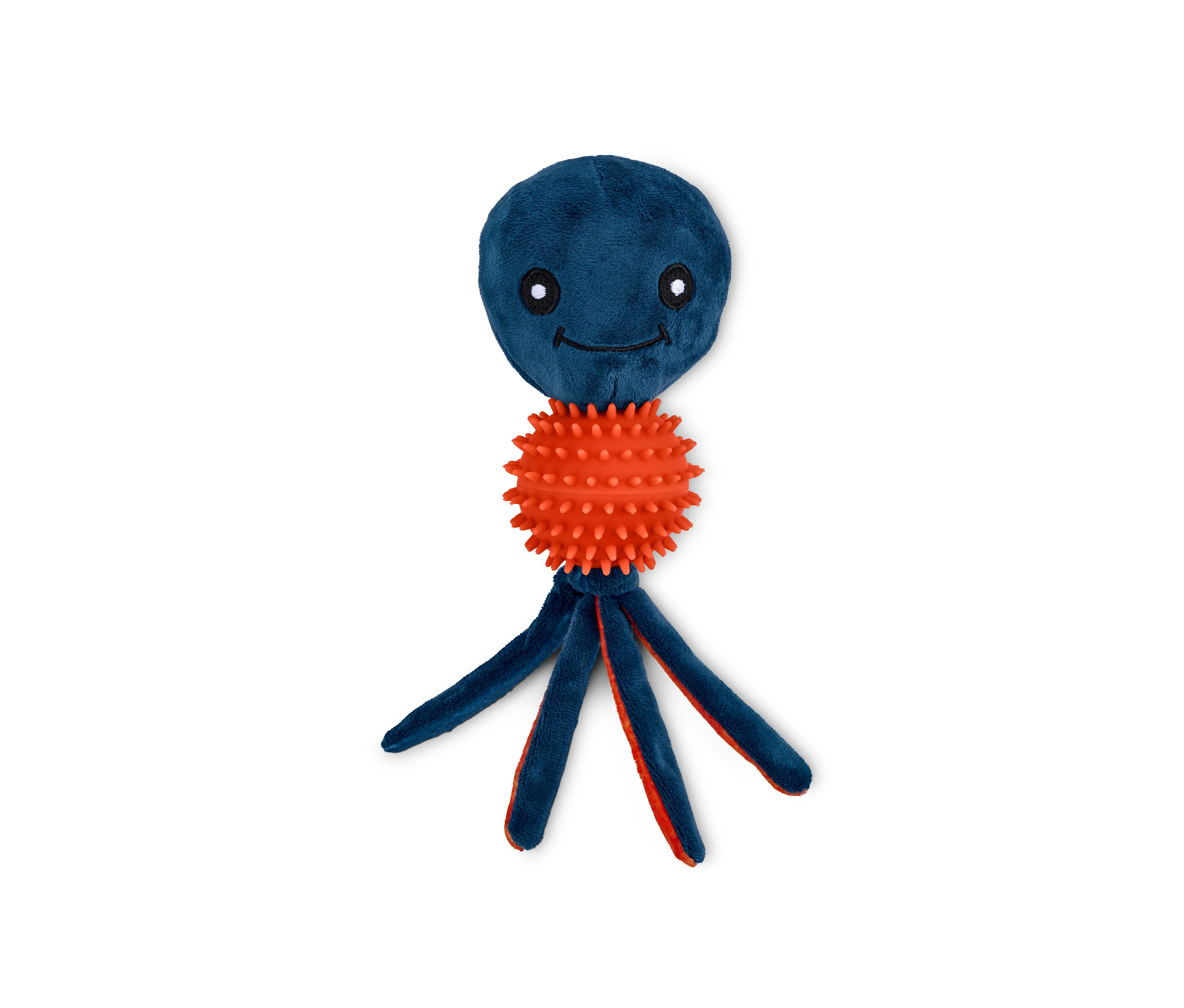 Kutyajáték, polip, kék fejjel, narancssárga testtel és kék csápokkal.