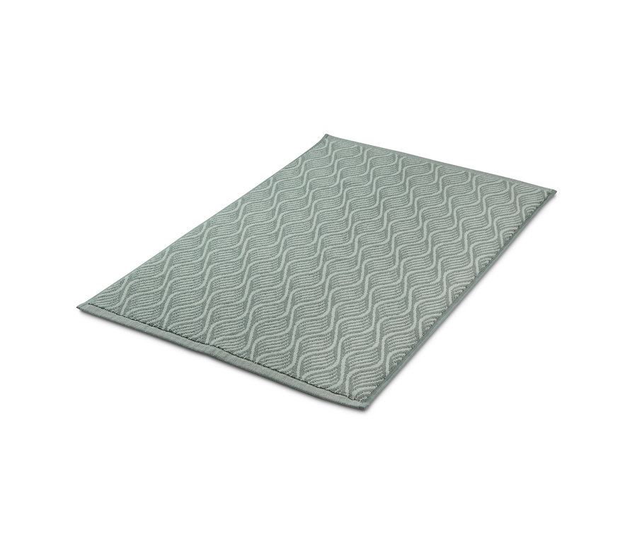 Hullámos mintázatú, téglalap alakú fürdőszobaszőnyeg, zöld, 50x80cm.