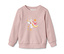 Rózsaszín kislány szabadidőfelső, unikornis mintával.