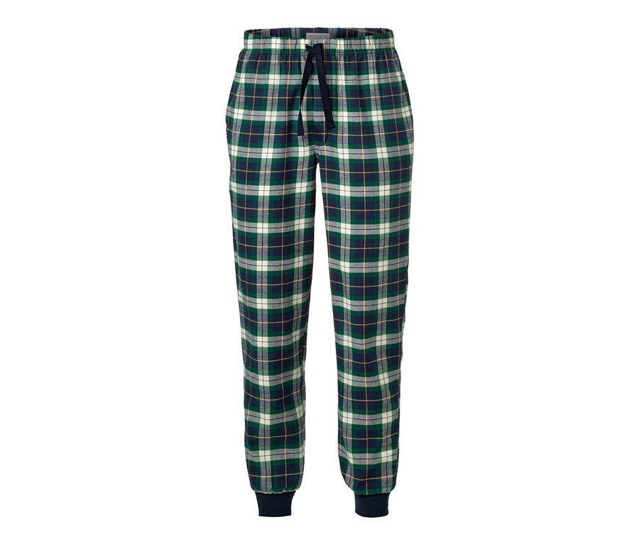 Kockás mintázatú férfi flanel szabadidőnadrág.