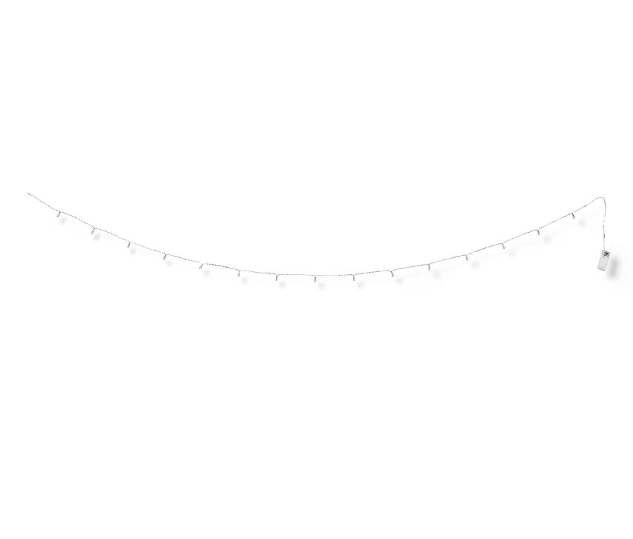 LED-es égősor fehér háttérrel.