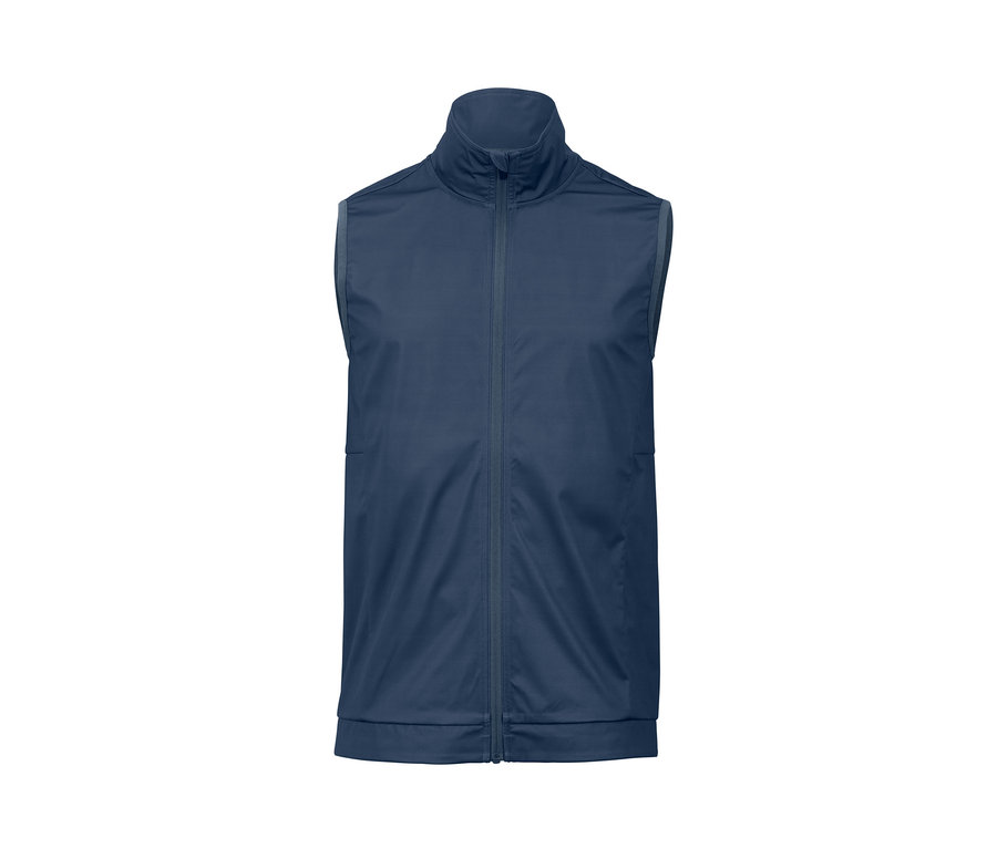 Kék, cipzáros férfi kerékpáros mellény.