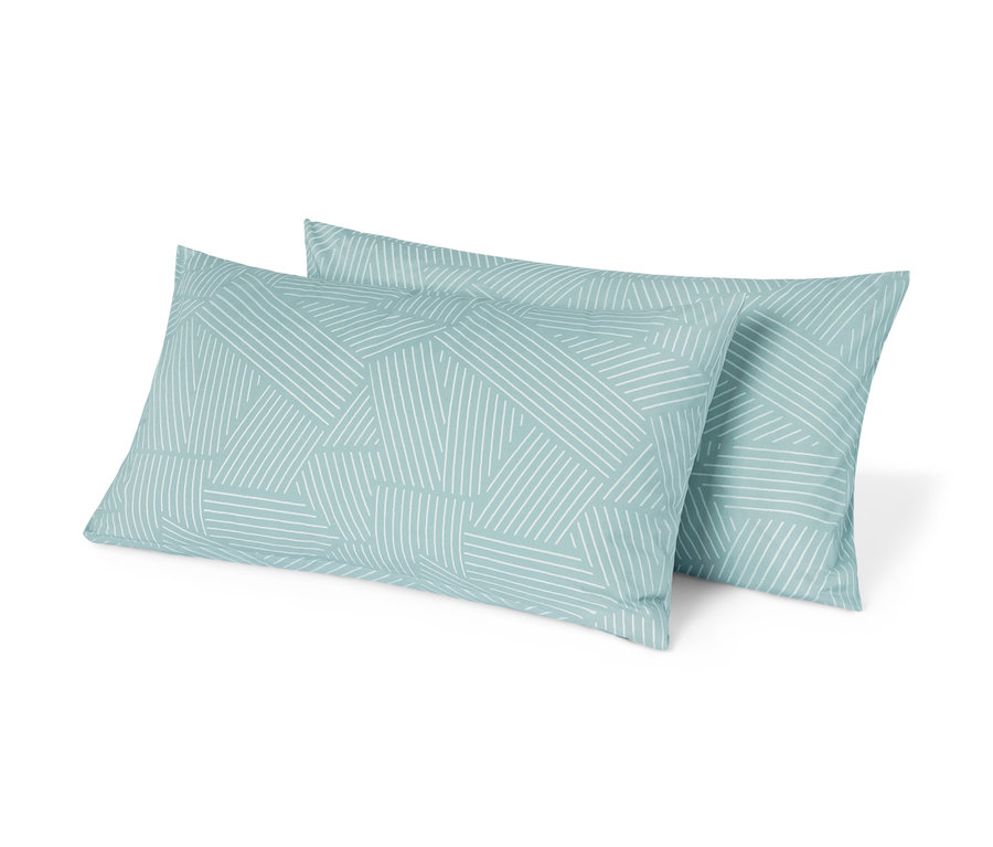 Két türkiz, mintás renforcé párnahuzat.