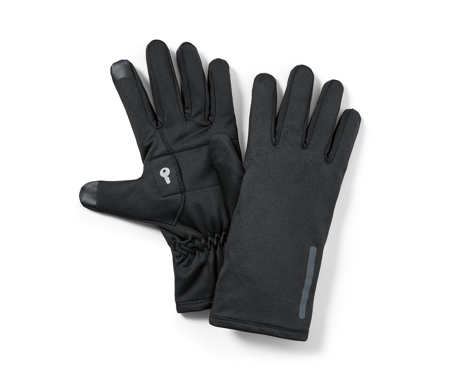 Két fekete futókesztyű.