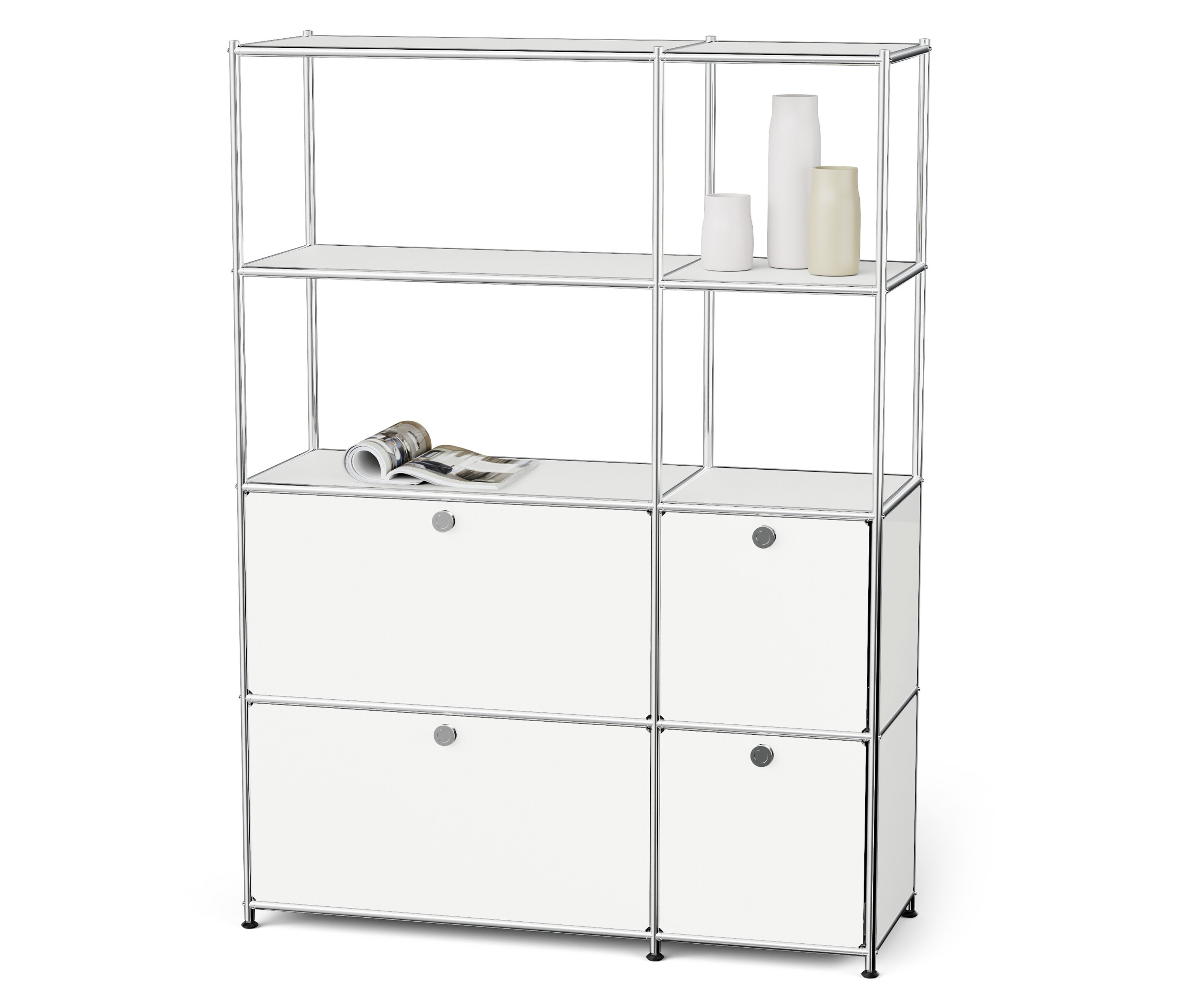 Fehér fémpolc »CN3« 4 lenyíló ajtóval.