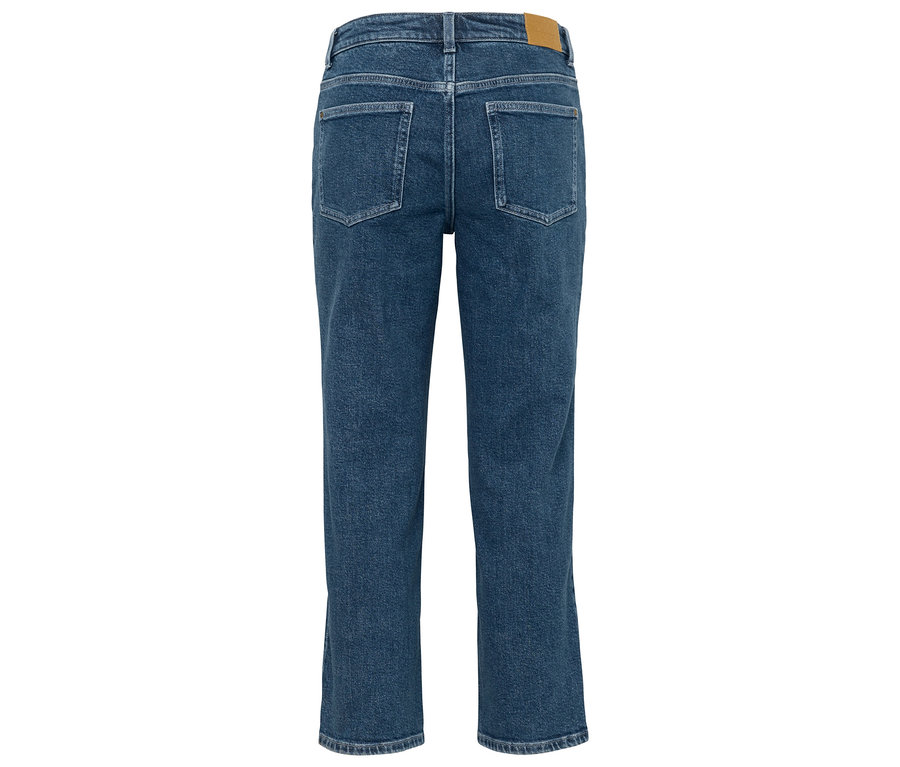 Kék farmernadrág hátulnézete.