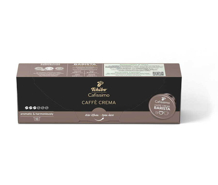 Egy csomag Cafissimo BARISTA Caffè Crema kapszula.