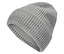 Egy szürke kötött sapka részlete.