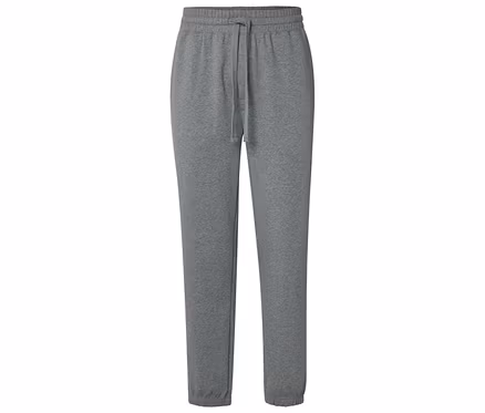 Szürke színű, húzózsinóros jogging alsó.