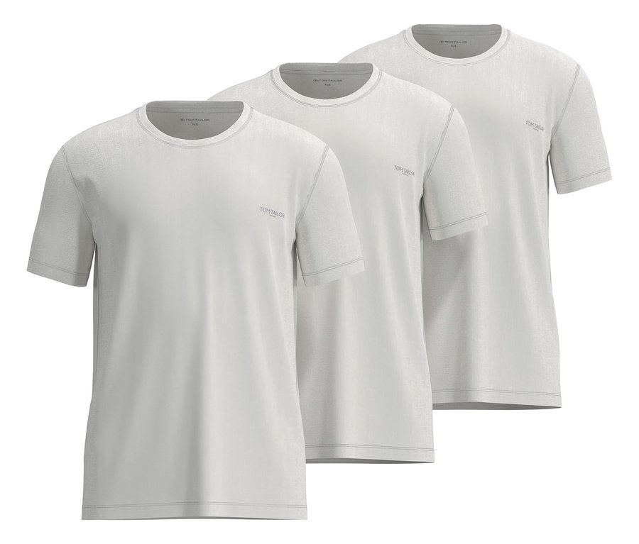 Három fehér 3 darabos Tom Tailor »Ohio« póló egymáson.