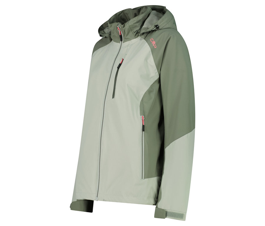 Zöld és világoszöld CMP kabát kapucnival és cipzárral.