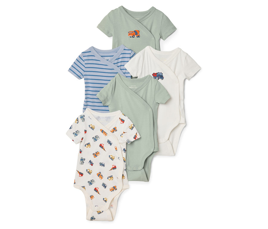 Öt darab babaruha egymáson, különböző színekben és mintákkal.