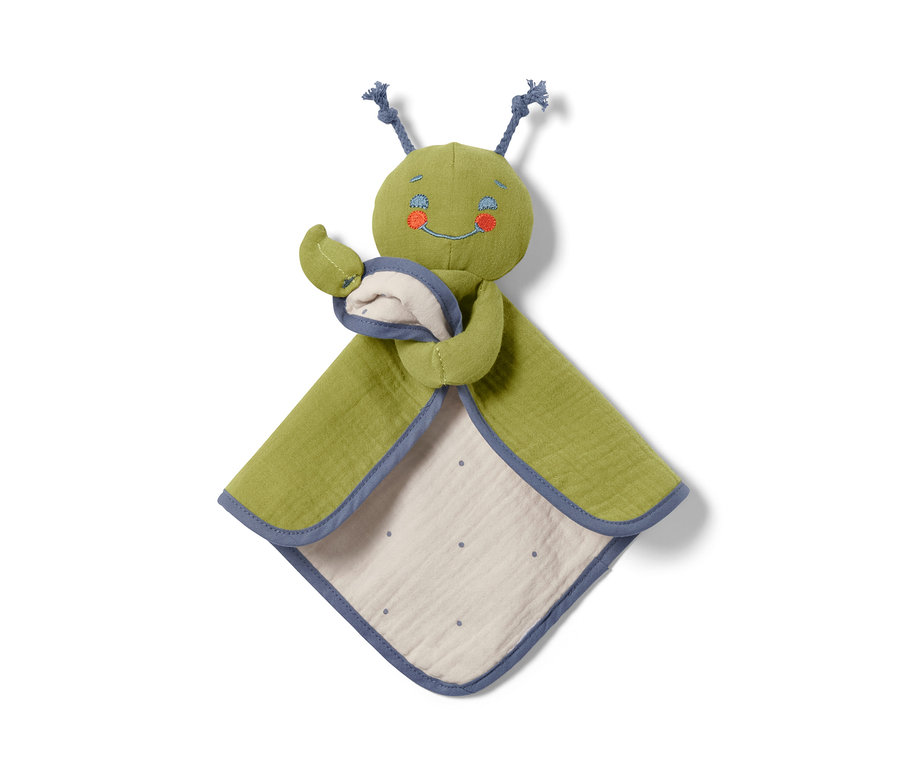 Zöld Bogár alvókendő kék részletekkel.