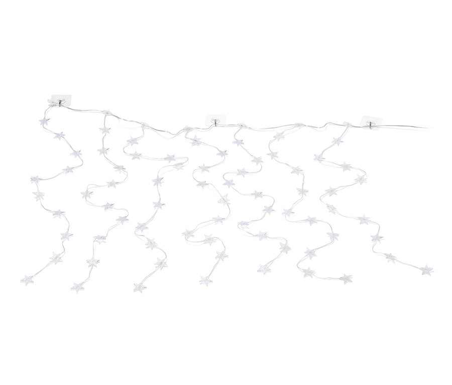 Felakasztott LED-es csillagfüggöny.