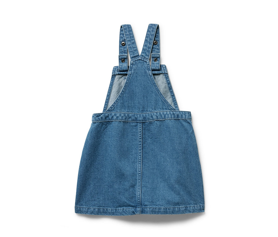 Kék farmer kötényruha.