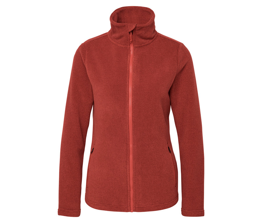 Narancssárga polár dzseki cipzárral középen.