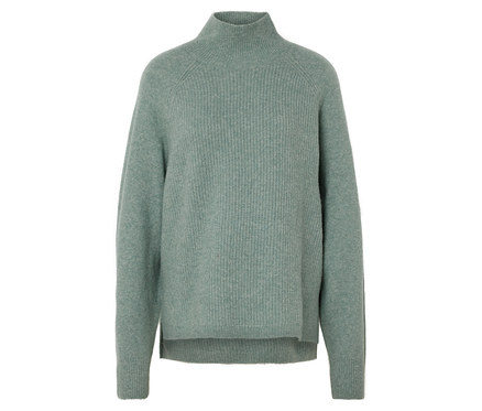Női magas nyakú pulóver, zsályazöld