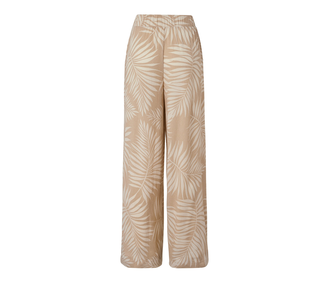 Strukturált anyagú bőszárú nadrág nyomott mintával.