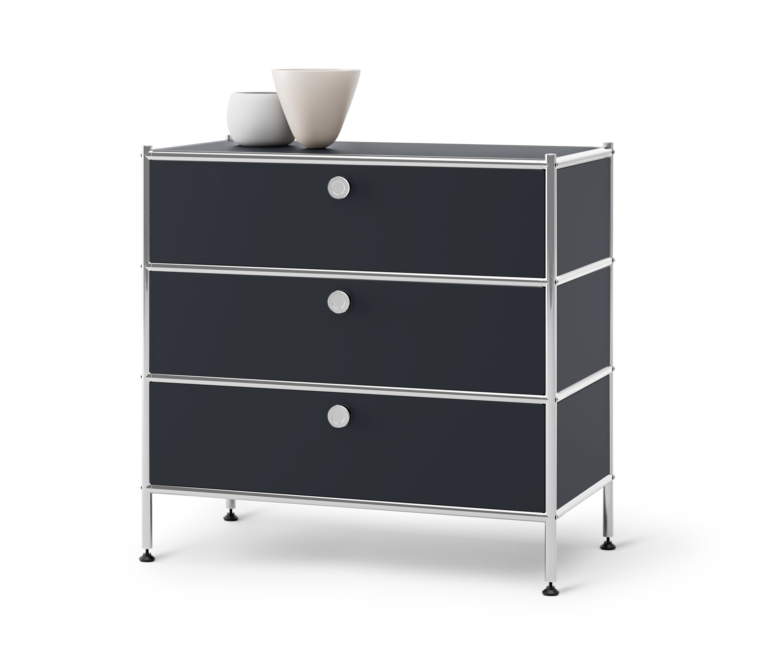 Fekete »CN3« fém komód 3 fiókkal.