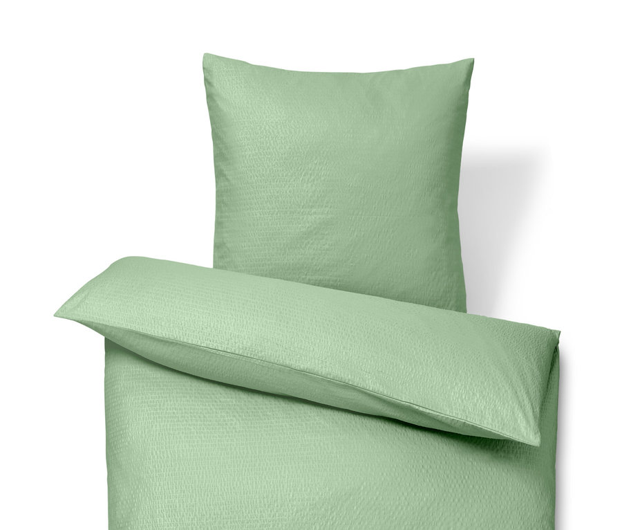 Zöld krepp ágynemű normál méretben és krepp ágynemű extra méretben.