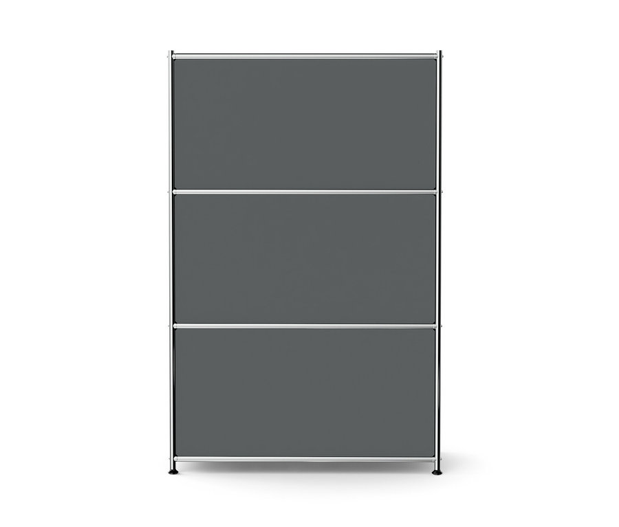 Szürke »CN3« fém komód 2 lenyíló ajtóval és 2 fiókkal.