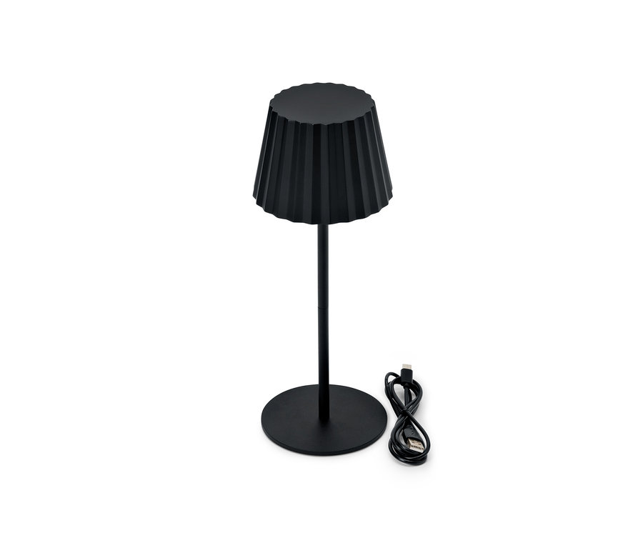 Fekete LED-es asztali kislámpa vezetékkel.