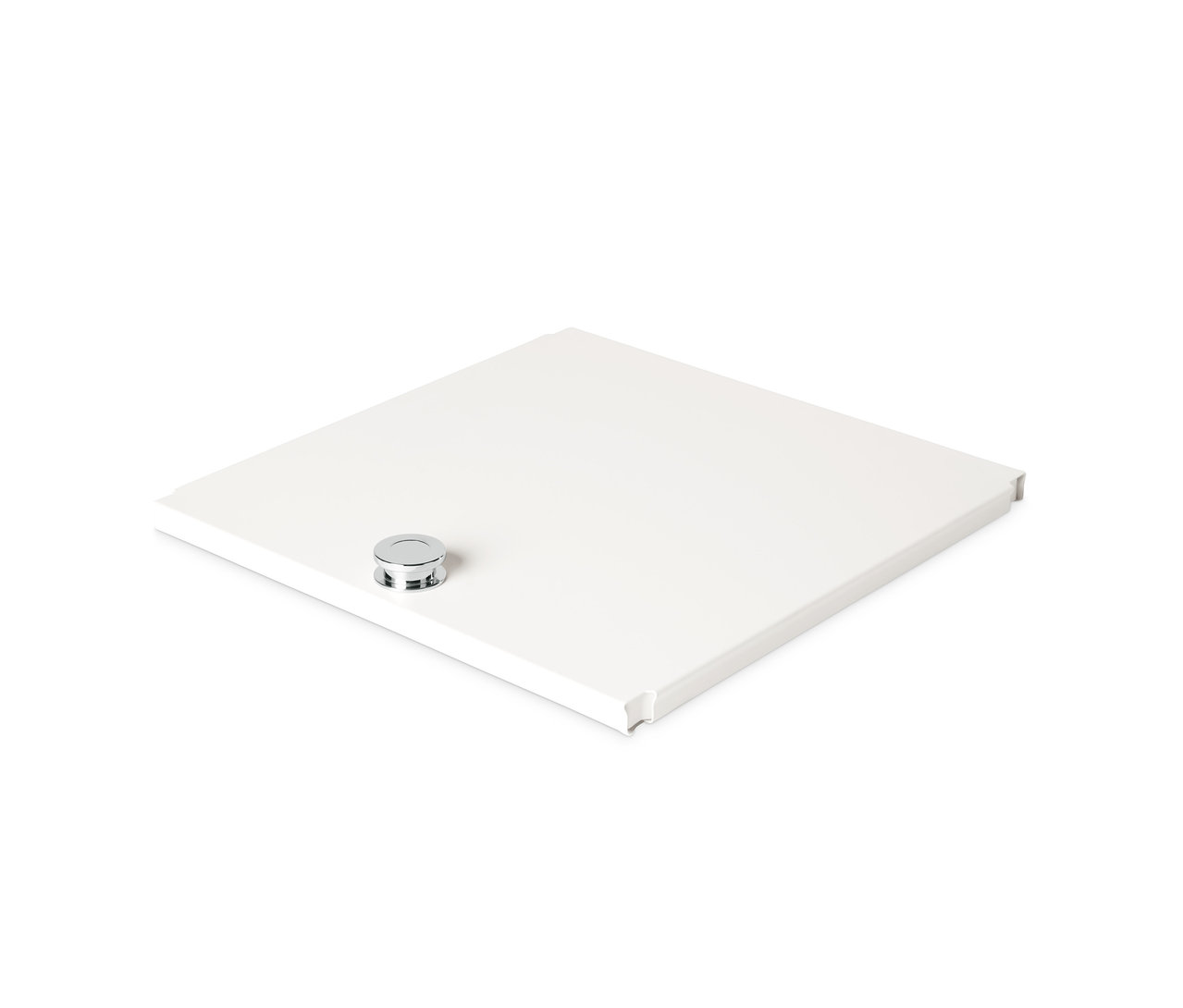 Egy fehér 2 kiegészítő ajtó fém polchoz szettben, kerek ezüst fogantyúval.