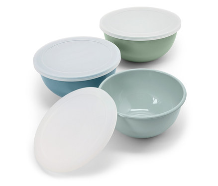 3 db zománcozott tál, fedéllel, 20/23/25,5 cm