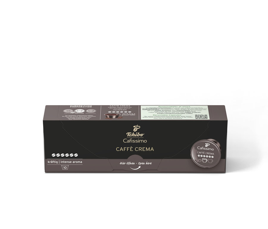 Egy csomag Cafissimo Caffè Crema kräftig kávékapszula.