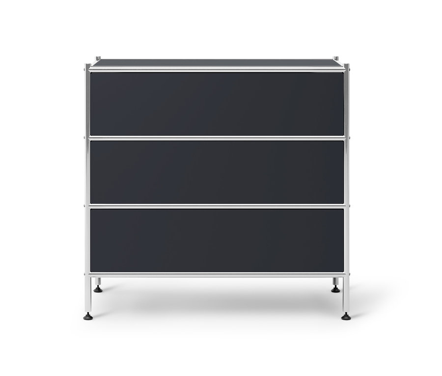 Fekete »CN3« fém komód, 3 fiókkal.