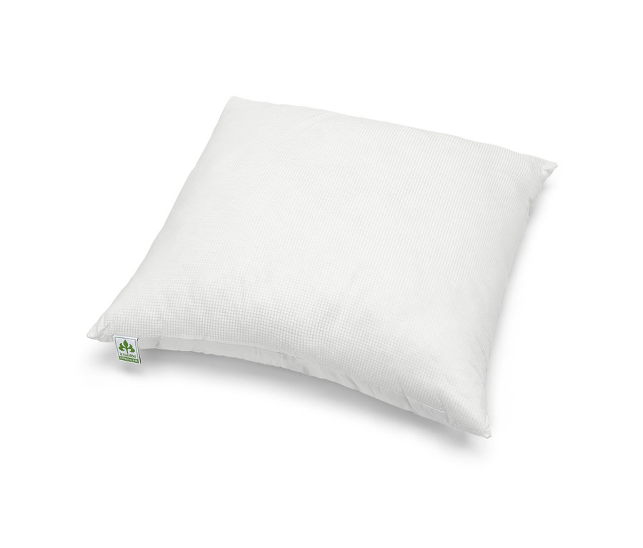 Egy fehér irisette® greenline párna Outlast® technológiával, kb. 80 x 80 cm-es méretben fehér háttéren.