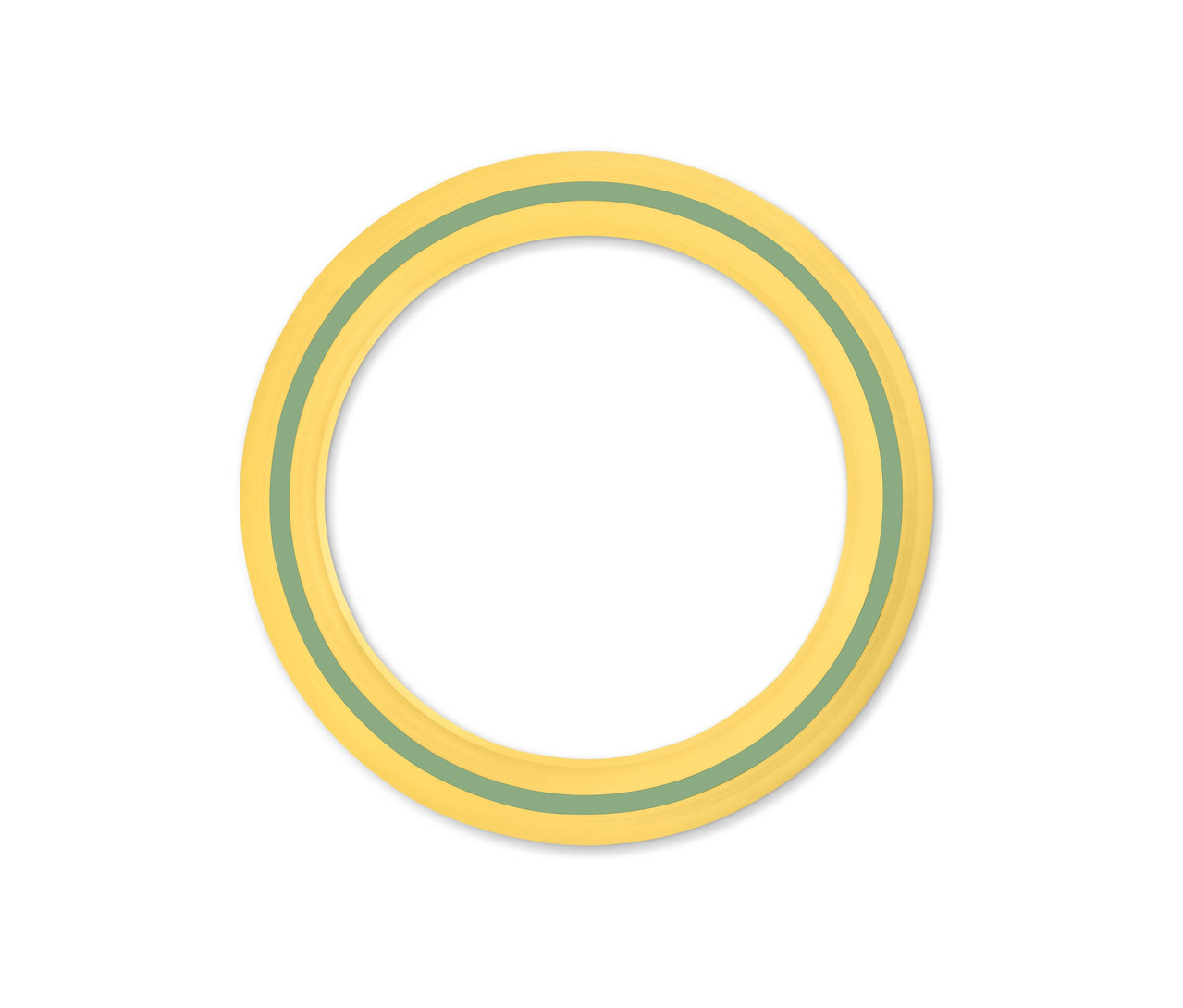 Sárga dobókorong zöld csíkokkal.