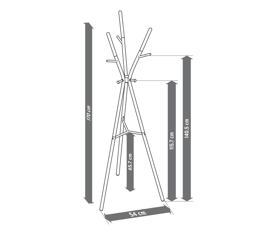 Egy állófogas vázlata méretekkel.