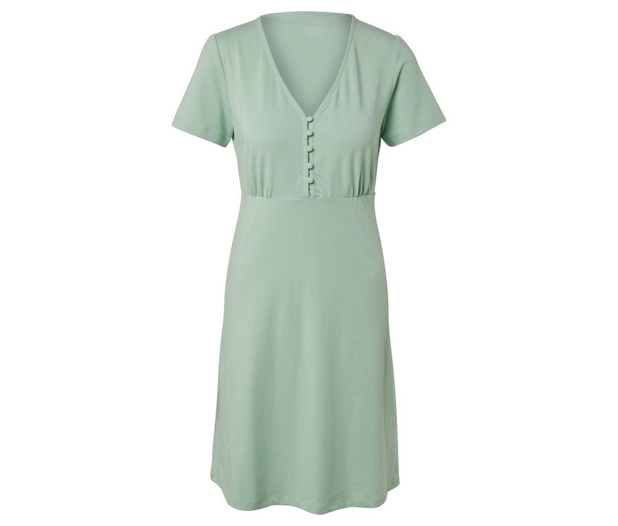 Zöld rövid ujjú hálóing gombokkal.