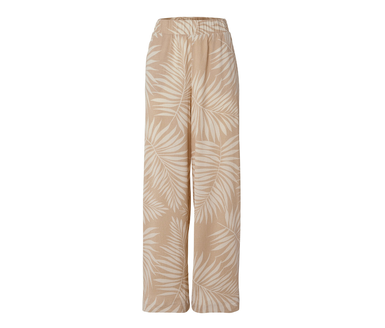 Strukturált anyagú bőszárú nadrág nyomott mintával.