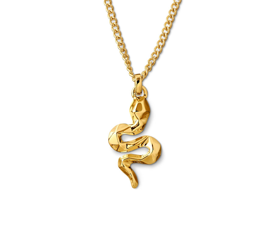 Arany színű kígyó medálos nyaklánc.