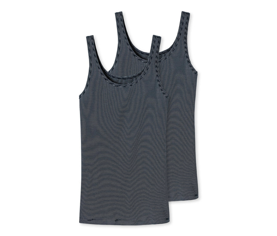 Két sötétkék, csíkos SCHIESSER top modállal, 2 db.