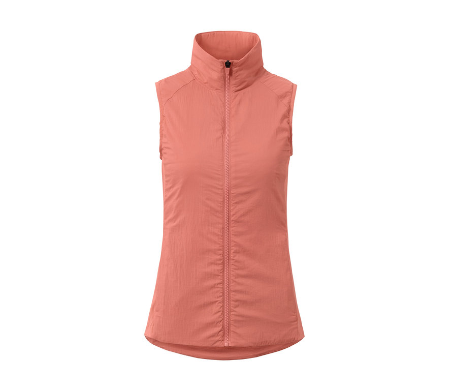 Egy rózsaszín női futómellény középen cipzárral.