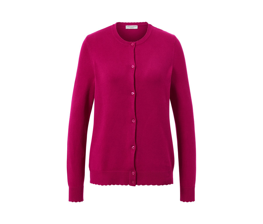 Női finomkötésű kardigán, málnapiros.