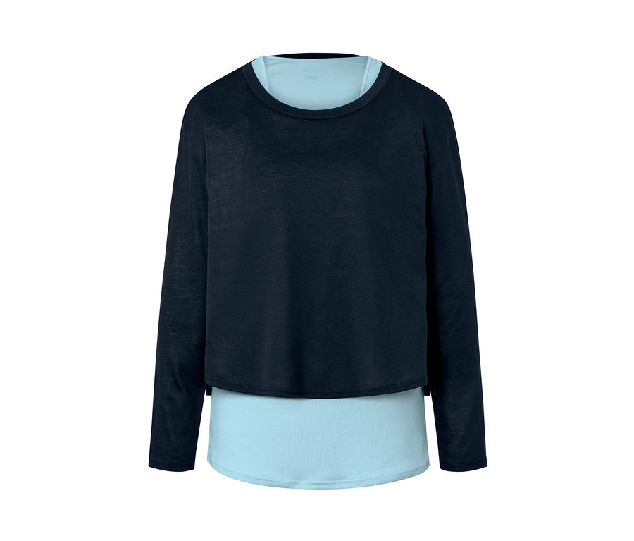 Sötétkék női 2 az 1-ben sportfelső.