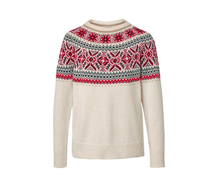 Női kötött pulóver, gyapjúval, norvég mintás