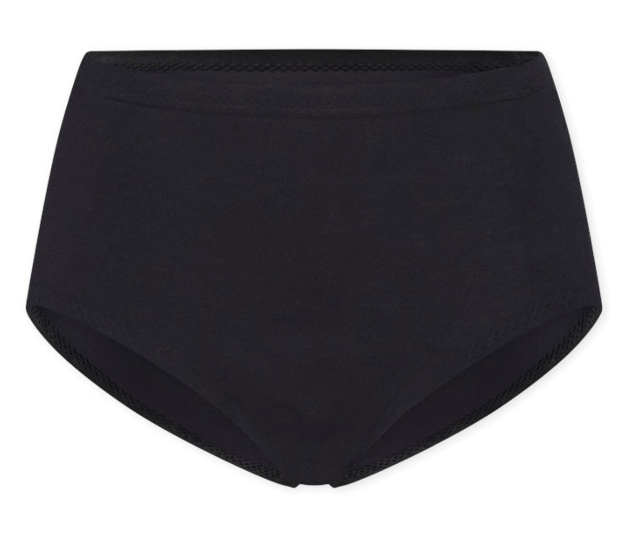 Fekete SCHIESSER láthatatlan maxi alsó, laposan fekszik fehér háttéren.