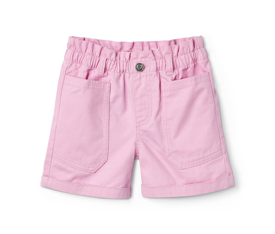 Rózsaszín farmer rövidnadrág bio pamutból, zsebekkel.