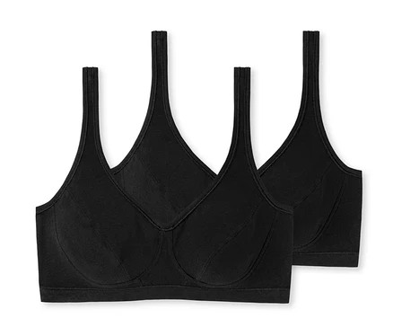 Két fekete SCHIESSER kosaras bustier melltartó biopamuttal.