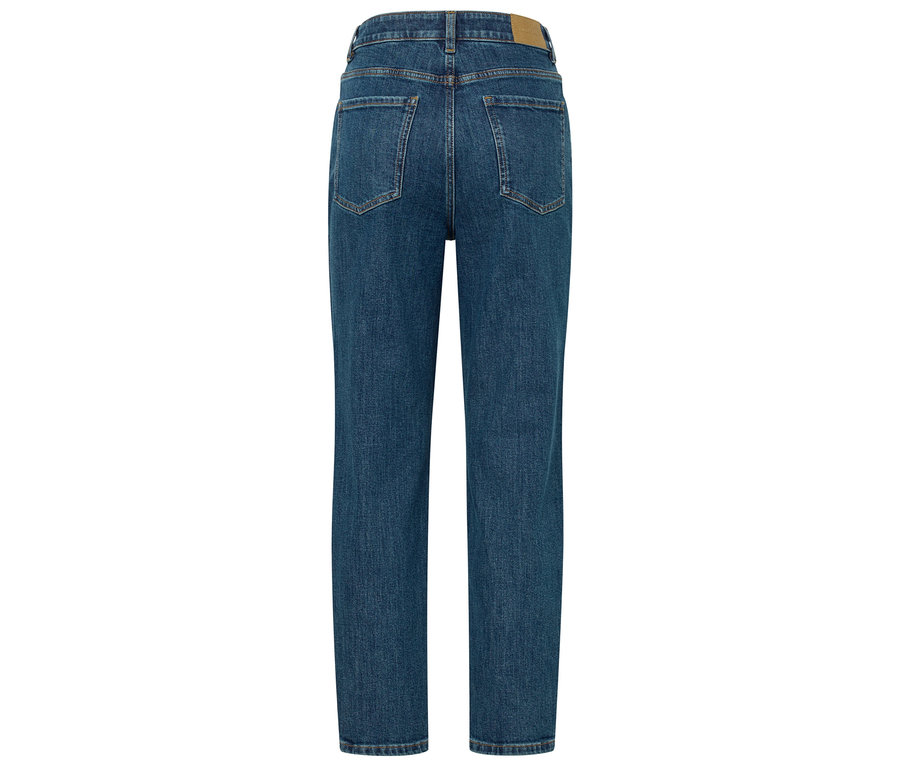 Hátulnézet a kék Mom Jeans – Fit »Nyla« farmerről.