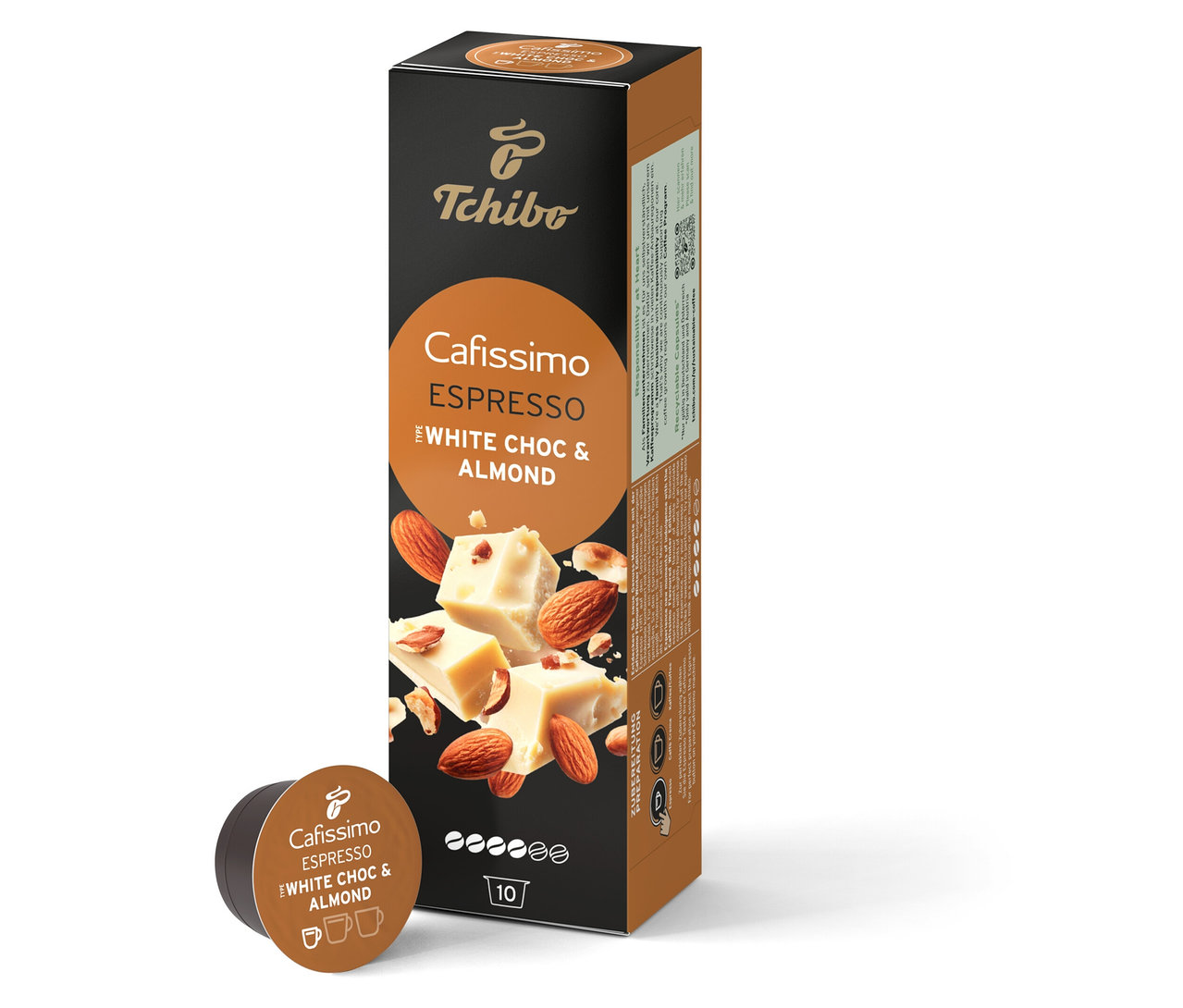 Cafissimo Flavoured Espresso - White Choc & Almond kapszulák csomagolása.