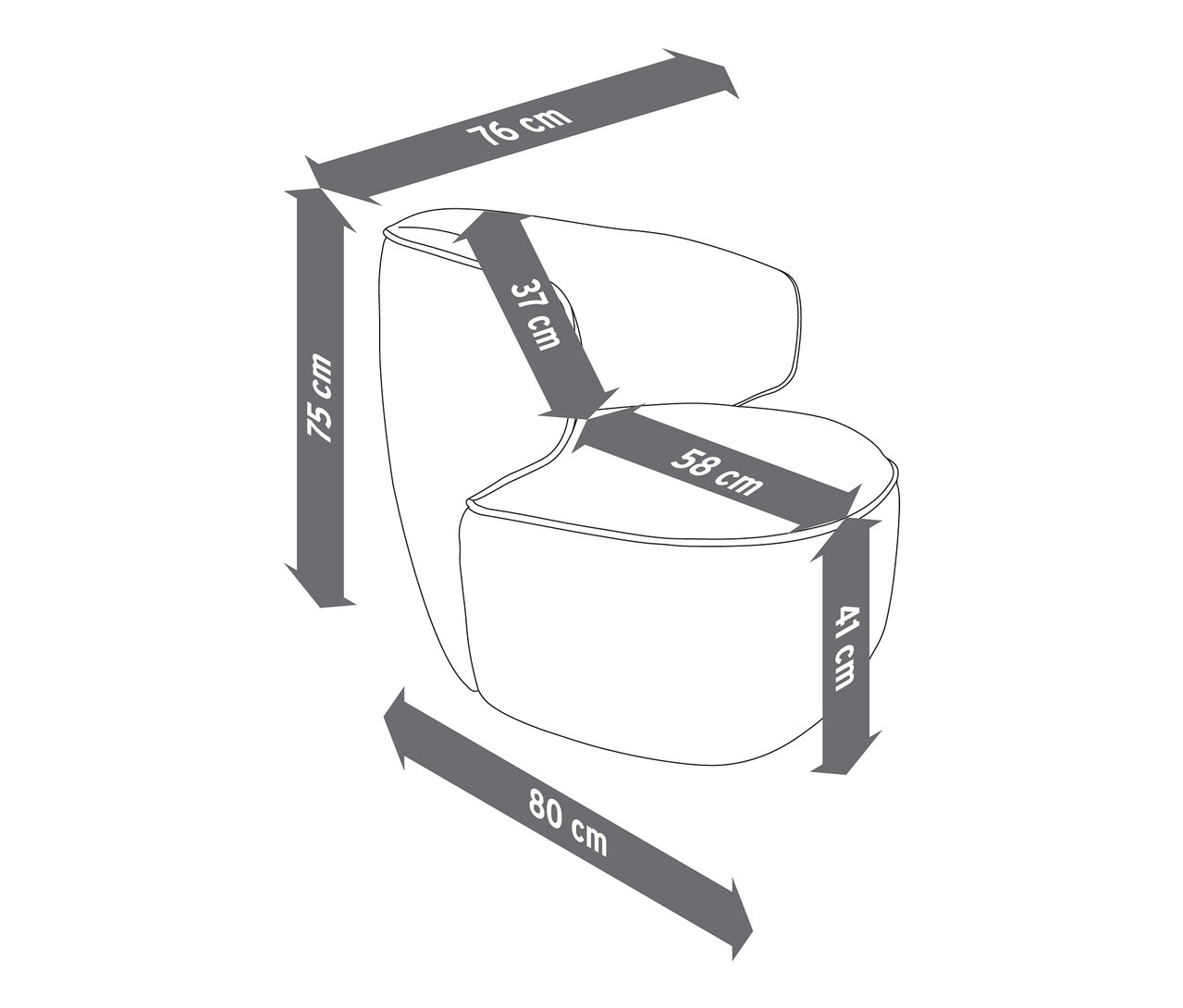 A forgó fotel méretei.