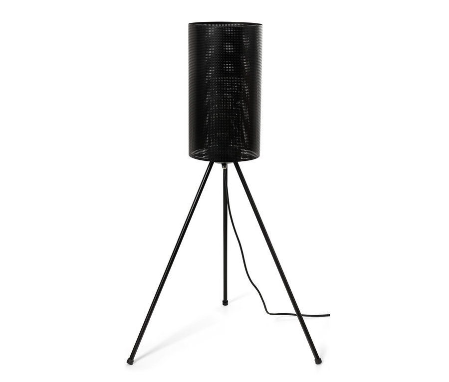 Egy fekete kültéri LED-es állólámpa, 3 lábú.